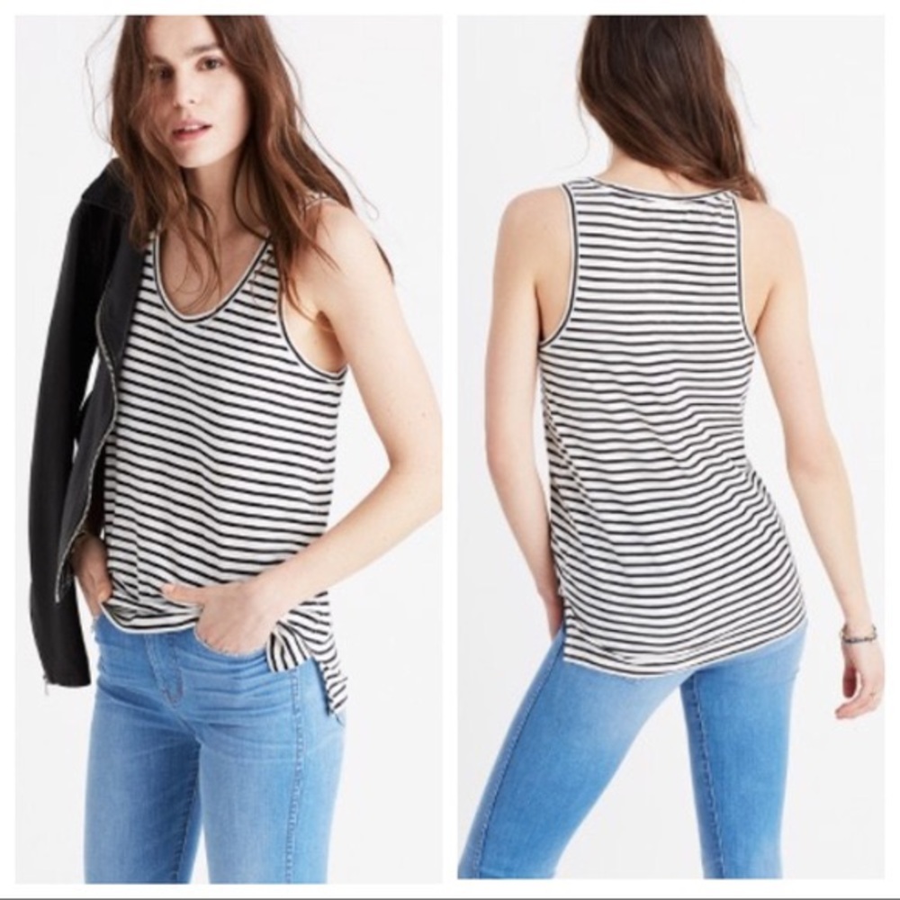 Madewell whisper cotton striped tank top, S